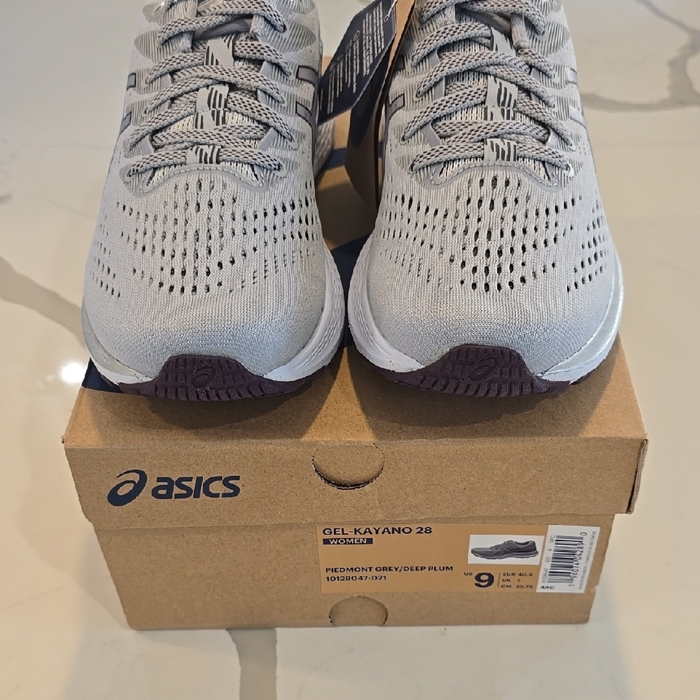 ASICS Gel-Kayano 28 Sneakers in Gray and Plum